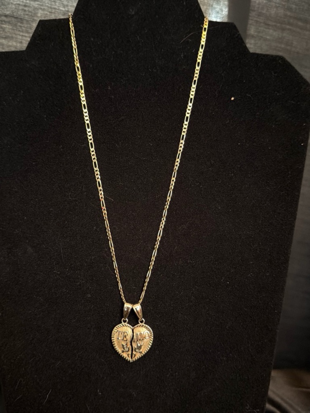 Gold-Tone Split Heart Pendant Necklace for Women
